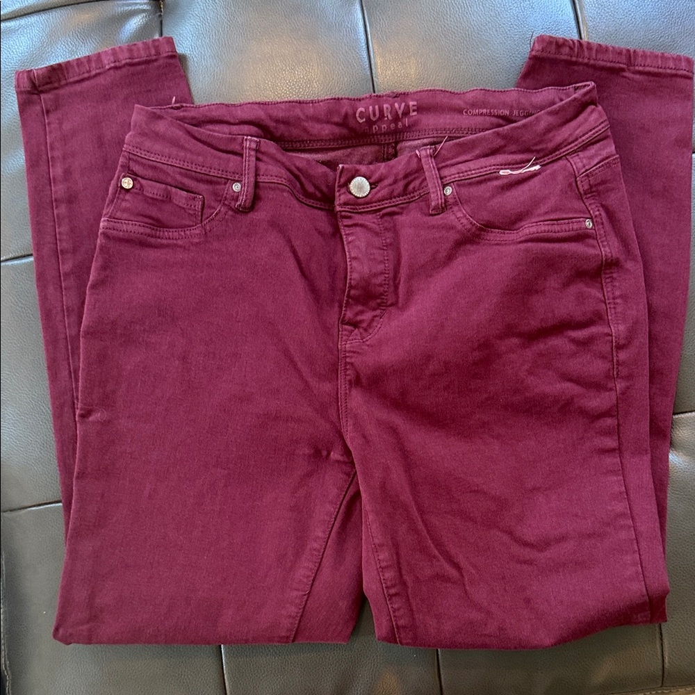 Curve Burgundy Skinny Jeans